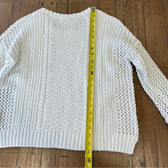 Madewell open knit fisherman white crewneck pullover sweater women’s small - Picture 9 of 10